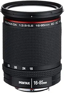 PENTAX K Mount HD Pentax DA 16-85mm F3.5-5.6ED DC WR Lens for Pentax DSLR Camera (Black)