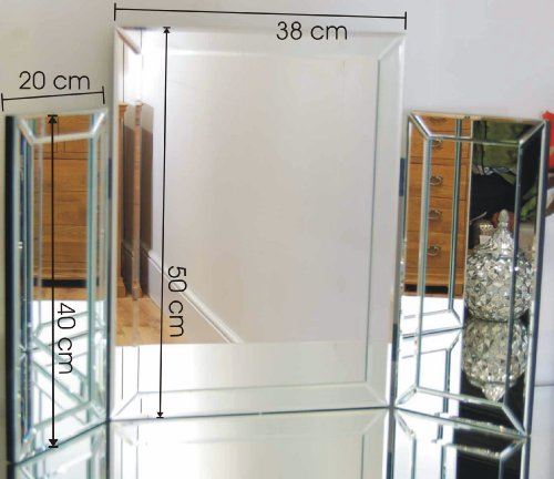 Spiegel für Frisiertisch, 3-teilig klappbar, verspiegelte Schlafzimmerserie, Coleta - 3
