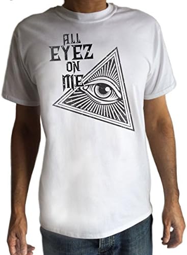 Men's White T-Shirt TUPAC SHAKIR 2PAC "All Eyez On Me" Urban Fresh -Hip Hop Print TS799 (XLarge)