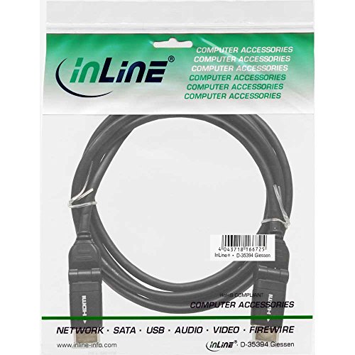 InLine 17055W HDMI Kabel mit Ethernet, Stecker auf Stecker, Flexible Winkelstecker, 0,5m schwarz - 3