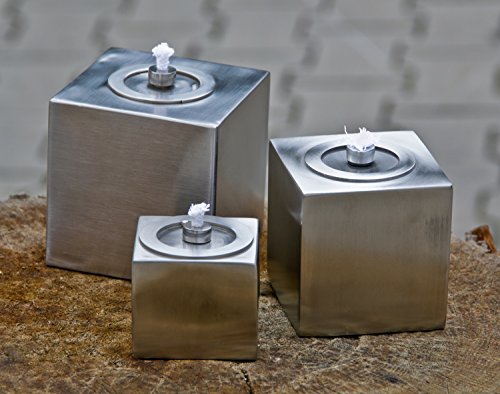 Exklusiv Öllampe quadratisch LAMPADA PIAZZA aus rostfreien gebürsteten Edelstahl 11x11x12cm L/B/H - 5
