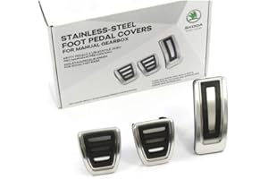 Skoda 5E1064200 - Tappi per Pedali, 3 Pezzi, in Acciaio Inox Spazzolato, per Tuning Sportivo, Solo per Cambio Manuale