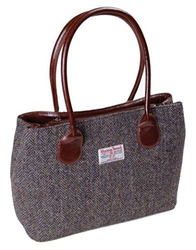Ladies Brown and Purple Harris Tweed Plain Bag LB1003COL7