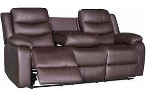 SOFAHEAVEN Roma Recliner Brown Bonded Leather 3+2+1 sofa - 3 Seater Suite For Living Room Furniture - 2 Seater Modern Sofa Set - (3 Seater)