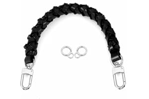 ‎SENRAL Senral Top Handle Neonoe Strap, Braided Genuine Leather Handle, 31 cm, Braided Handle for Beaubourg Hobo, Astry Pouch Pochette Handle, Black Handle Silver Hw 38cm, western