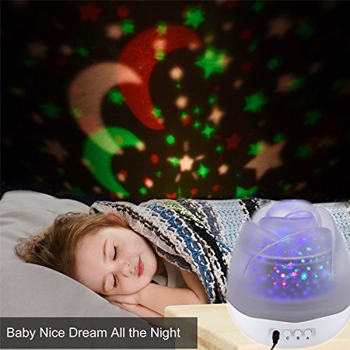 Sternenhimmel Projektor Sternenlicht Nachtlicht 360 Grad 4 Formen Romantische Nacht Lampe Tischlampe drehbar Sterne Projektionslampe für Haus, Schlafzimmer, Kinder Zimmer, Weihnachten, Hochzeit, Geburtstag, Party - 6