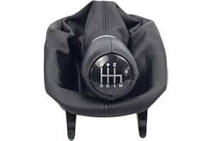 Hacreyatu Palanca de Cambios de 6 Velocidades, Pomo Palanca de Cambios Polaina Bota Cuero para SEAT Leon 1 MK1 Toledo II MK2 1998-2005 (6 Velocidades)