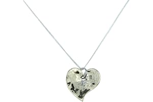 PIRANTIN 8th Anniversary Beaten Bronze Heart Pendant with 8 Stamped in Corner - Great for an 8th Anniversary