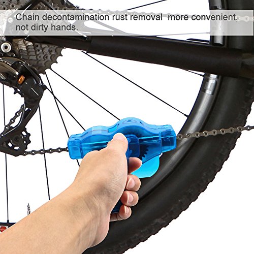 Fahrrad Kettenreinigungsgerät, Furado Kettenreiniger, Reinigung Scrubber Pinsel-Werkzeug im Set mit Ritzelbürste, Schnelles sauberes Werkzeug für Alle Arten von Fahrrad Kettenreinigung (blau) - 5