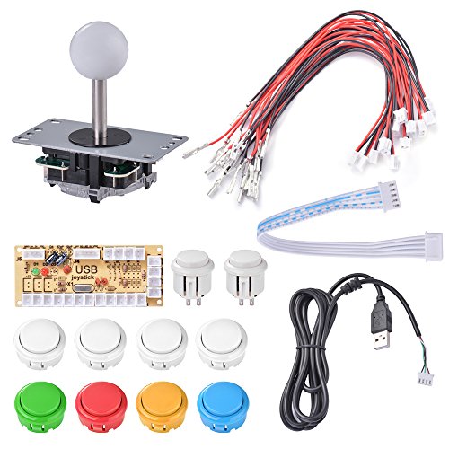 XCSOURCE Zero Delay Arcade Fai da te Kit Kit Encoder USB per joystick PC 5Pin Rocker + 10pcs pulsanti bianchi AC783