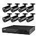Price comparison product image AUKEY WatchTower 720p Surveillance Camera System, Eight 1.3 Megapixel Water Resistant Indoor / Outdoor Security Cameras with 82ft Night Vision and a 2TB HD XVR (VT-SC2)