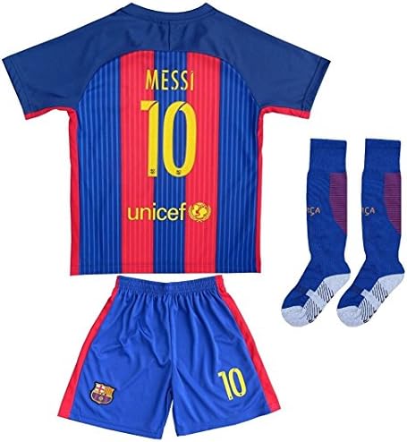 2016/2017 BARCELONA #10 LIONEL MESSI HOME SOCCER JERSEY &amp; SHORTS YOUTH SIZES
