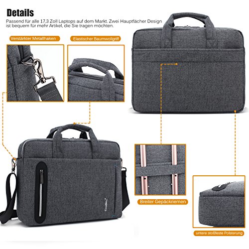 CoolBELL 15,6 Zoll Laptop Tasche mit Riemen mehrfachfach Messenger Bag Nylon Aktentasche für Männer / Damen,Grau - 8