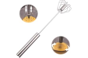 ‎TOPBASHGO Halbautomatischer Schneebesen aus Edelstahl, Schneebesen Edelstahl, Halbautomatischer Schneebesen aus Edelstahl, Drehbarer Push Mixer Rührer zum Schneebesen, Schlagen, Rühren (12in)