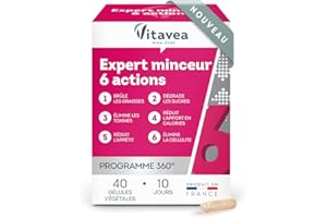 VITAVEA BIEN-ETRE Expert Minceur 6 actions en 1 - Complément Alimentaire Minceur, Cellulite, Contrôle du poids, Elimination - Thé vert Guarana Gymnéma 40 gélules Cure 10 Jours Fabriqué en France