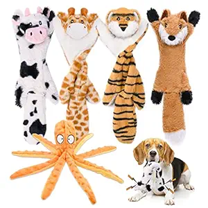 Dog Squeaky Toys 5 Pack, Pet Toys Crinkle Dog Toy No Stuffing Animals Dog Plush Toy Dog Chew Toy for Large Dogs and Medium Dogs Squeeky Doggie Toys Puppy Toys Squeak