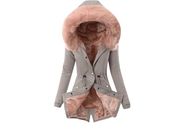 Femme Manteaux et Blousons Hiver Chaud Veste à Capuche Fausse Fourrure Long Cardigan Grande Taille Blouson Gilet Outercoat Chaud Jacket Sweat-Shirts Tops Zippé Manche Longue Poches Outwear
