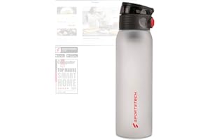Sportstech - Botella Agua con Infusor de Frutas, Botella de Agua Deportiva, Botella Agua Niños & Adultos, Cierre de Seguridad, Asa de Lazo, & E-Book, Botella Agua 1 Litro, Cristalino