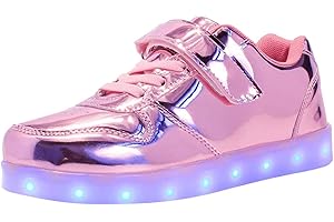BIG HORSE Unisex Bambini LED Light-up Scarpe,7 Colori USB Carica Lampeggiante Luminosi Running Sneakers,Bambino Velcro da Skateboard Sneakers,Ragazze e Ragazzi Fashion Party Street Dance Sneakers,Pasqua.
