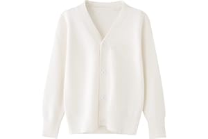BINIDUCKLING BUNIDUCKLING Mädchen Langarm Strickjacke mit Knöpfen - Baumwolle - V-Ausschnitt Kinder Cardigan Schuluniform 90-160