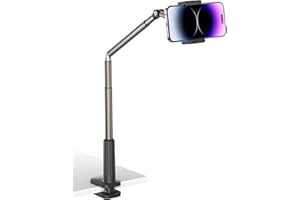 JSAUX Soporte para teléfono para Cama y Escritorio, Clip Universal Ajustable para teléfono para Marco de Cama de Escritorio Compatible con iPhone 14 Pro MAX Plus Mini iPhone 13 12 11 X Samsung -Negro