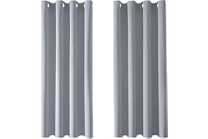 MRTREES Blackout Curtains Bedroom 57 Drop 2 Panels Light Grey Eyelet Thermal Curtain for Living Room Soft Texture Window Treatments for Kids 55x57 Inch 140x145 CM