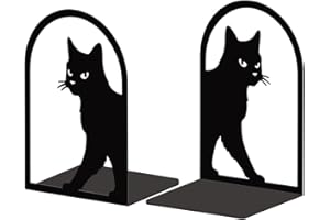 ‎PEACOBLUE Peacoblue Buchstütze Dekorativ Modern Süße Katze Metall Buchstützen für Schwere Bücher 13.5x10.9x20.1cm, Bücherhalter für Heimdekoration, Bücherregal & Büro - 1 Paar