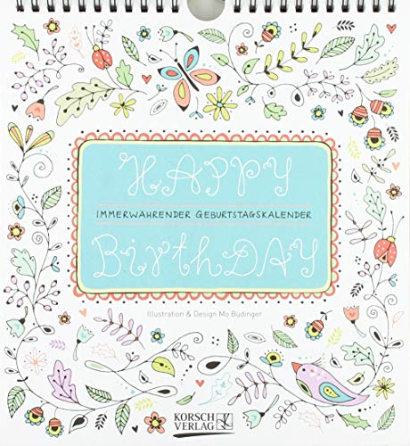 Geburtstagskalender Happy Birthday: Immerwährender Wandkalender. Format 22,5 x 24,5 cm.