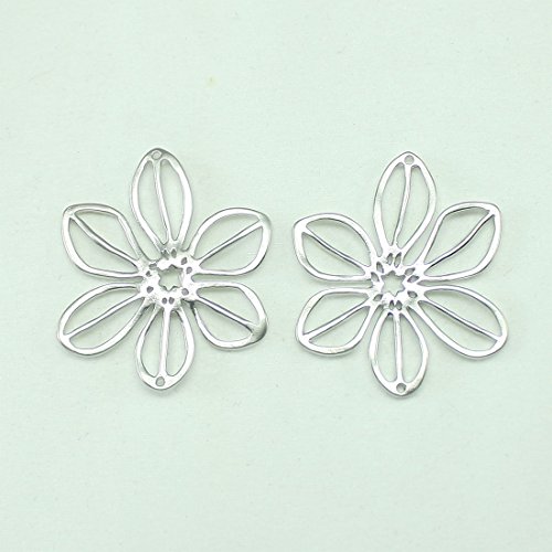 4 piezas de cuentas de metal con diseño de flores, colgante, conectores, abalorios para pendientes, collares, pulseras, etc. Annielov MB-186 - Suministros para hacer joyas plata