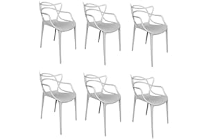 PALUPLUS 6 Sedie da Giardino Modello Twist con Schienale Intrecciato, Misura 53x52x81 cm, Sedie in Polipropilene con Seduta Ergonomica, Design Moderno, per Interno ed Esterno (Grigio Chiaro)