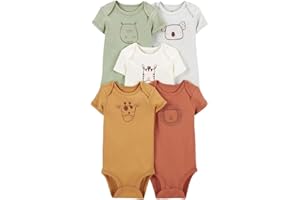 ACURYX Body a Maniche Corte Unisex Bambino Pacco da 5 Pezzi Pagliaccetti Neonato Estivi Tutine di Cotone 0-24 Mesi