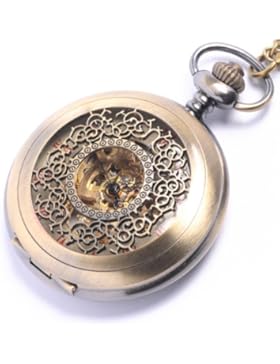 81stgeneration Mechanische Jahrgang Messing Taschenuhr Anhänger roman lange Halskette