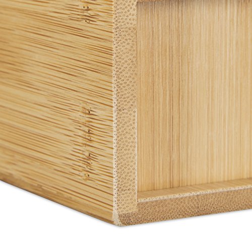 Relaxdays Zahnputzbecher Bambus eckig, natürliches Design, HxBxT: 11,5 x 6,5 x 6,5 cm, Natur - 5
