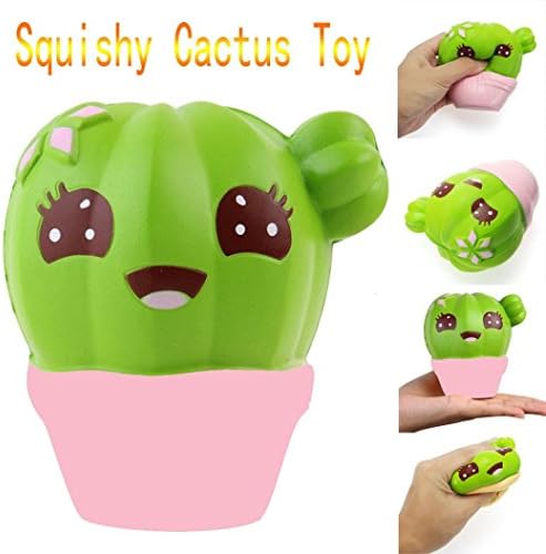 Yesmile Toy 2018 Newest Slow Rising Squeeze Toys, Cactus CreamScented Squishy Charm Slow Rising Simulation Kid Toy Key Cell Phone Pendant Strap Gift Home Décor (11*11*4cm, pink) (Squishy, B)