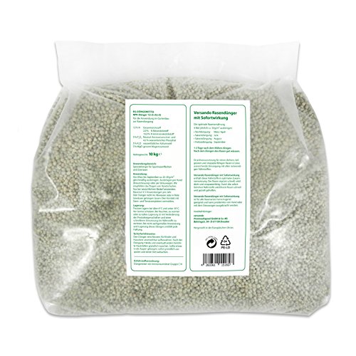 Ab nur 1,19 € / Kg – Versando Rasendünger 10 Kg für ca. 300m² sattgrünen Rasen – ohne Moos und Unkraut, NPK-Dünger mit Sofortwirkung - 2