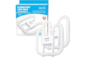 BARGAINS-GALORE Set of 2 Fluorescent Light Bulb - 4 Pin Energy Saving 28w Slim Lamp Tube 2D | Long Life Lamp Durable | High Efficiency - Compact Pack of 2 | 4-Pin White (10,000 Hours) GR10Q 3500k 28 Watt Bulbs