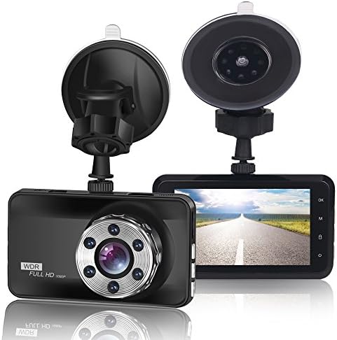 Car Dash Cam 1080P FHD Car Video Recorder 170 Wide Angle WDR Camera with 3.0" TFT Display Night Vision Motion Detection and G-sensor