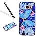 Produktbild Galaxy S6 Edge Hülle,Handyülle für Samsung Galaxy S6 Edge Silikon Hülle Kratzfeste Scratch-Resistant,Leeook Hülle TPU Case Schutzhülle Silikon Crystal Kirstall Clear Case Durchsichtig Schön Blau Rot Schmetterling Blume Malerei Muster Transparent Weichem Silikon Schutzhülle Handy Gürtel Tasche Schutzhülle Hülle Case Cover Abdeckung Etui TPU Bumper Schale für Samsung Galaxy S6 Edge + 1 x Schwarz Eingabestift-Blue Red Butterfly Flower
