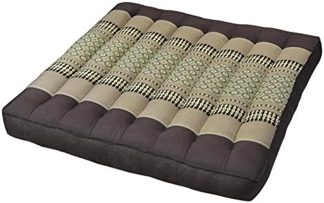Seat cushion, Brown/beige flat cushion (50x50/7 cm) for chair, sofa, armchair, meditation, yoga, outdoor//garden/patio furniture, made in thailand (82419)