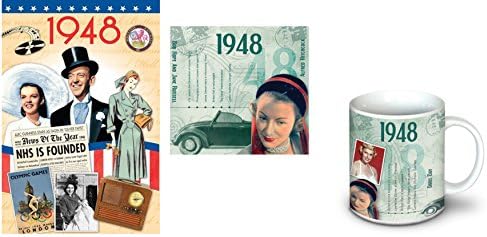 1948 Birthday GIFT PACKAGE - 1948 DVD Film 1948 Chart CD and 1948 Coffee Mug