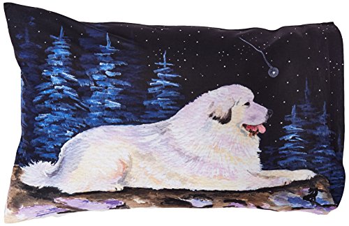 Caroline's Treasures SS8438PILLOWCASE Starry Night Great Pyrenees Moisture Wicking Fabric Standard Pillowcase, Large, Multicolor