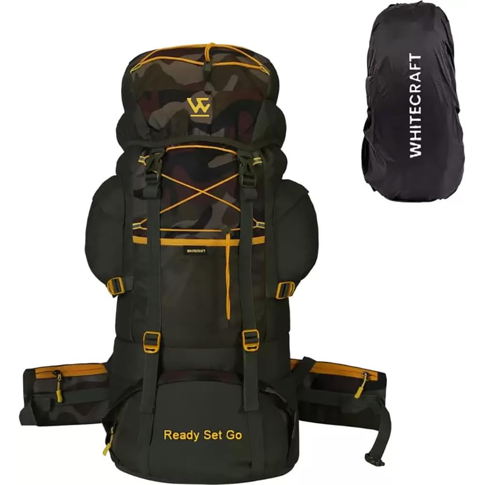 WHITECRAFT 75 Liter Waterproof Rucksack Backpack with Rain Cover for Outdoor/Sports/Camping/Hiking/Trekking Bag for Men and W