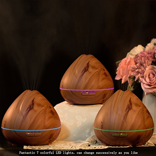 Liqoo® Aroma Diffuser Luftbefeuchter 400ml Duftzerstäuber Oil Düfte mit 7 Farben LED Licht für Schlafzimmer Wohnzimmer Büro - 2