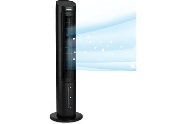 Klarstein Rafraichisseur d'Air Mobile 5-en-1, Ioniseur, Refroidisseur d'Air par Evaporation, Silencieux avec Mode Nuit, Humidificateur, Ventilateur, Purificateur, 50W, Débit d'air de 360m³/h