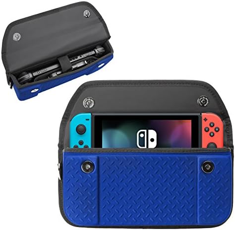 Nintendo Switch Case, inorlo Tough Armour Hard Travel EVA Case for Nintendo Switch with Protective Memory Foam Inside Lining, Removable Game Card Storage Sleeve & Carrying Handle (Midnight Blue)