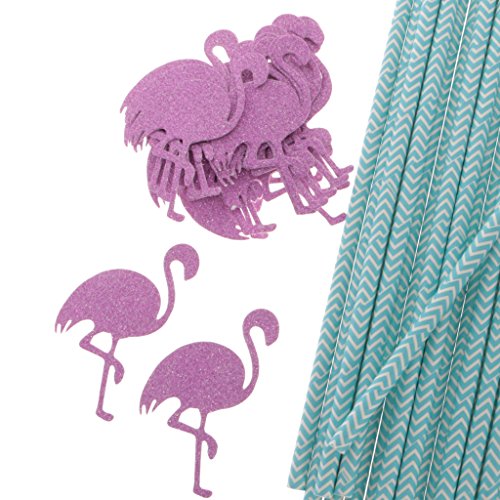 Gazechimp Strand Party hawaii Party Strohhalme Trinkhalme Papierstrohhalme Set/25pcs – Flamingo, 19,6 x 0,6 cm - 8