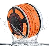Shower Speaker, HHX Waterproof Bluetooth 4.0 Speaker with Strong Suction Cup, Built-in Mic, FM Radio and Multiple LED Color Light Mini Portable Speaker for Shower, Bathroom, Car and Outdoor Use (Orange)