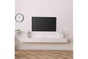 BAO XING BEI FIRM Mueble TV Flotante Mueble TV Suspendido De Madera Maciza Mueble TV Flotante De Madera Montado En La Pared Mueble TV Suspendido Sencillo(Blanco,180 * 24 * 18cm)
