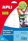 Etiquetas blancas cantos romos en formato a5, tamaño 20,0 x 50,0 mm con adhesivo permanente