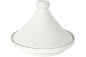 HOME DECO FACTORY, KA0280, Tagine da Presentazione in Ceramica 25,5 cm - Elegante Utensile da Cucina e Accessorio da Servizio, Ideale per Carni e Verdure, Bianco